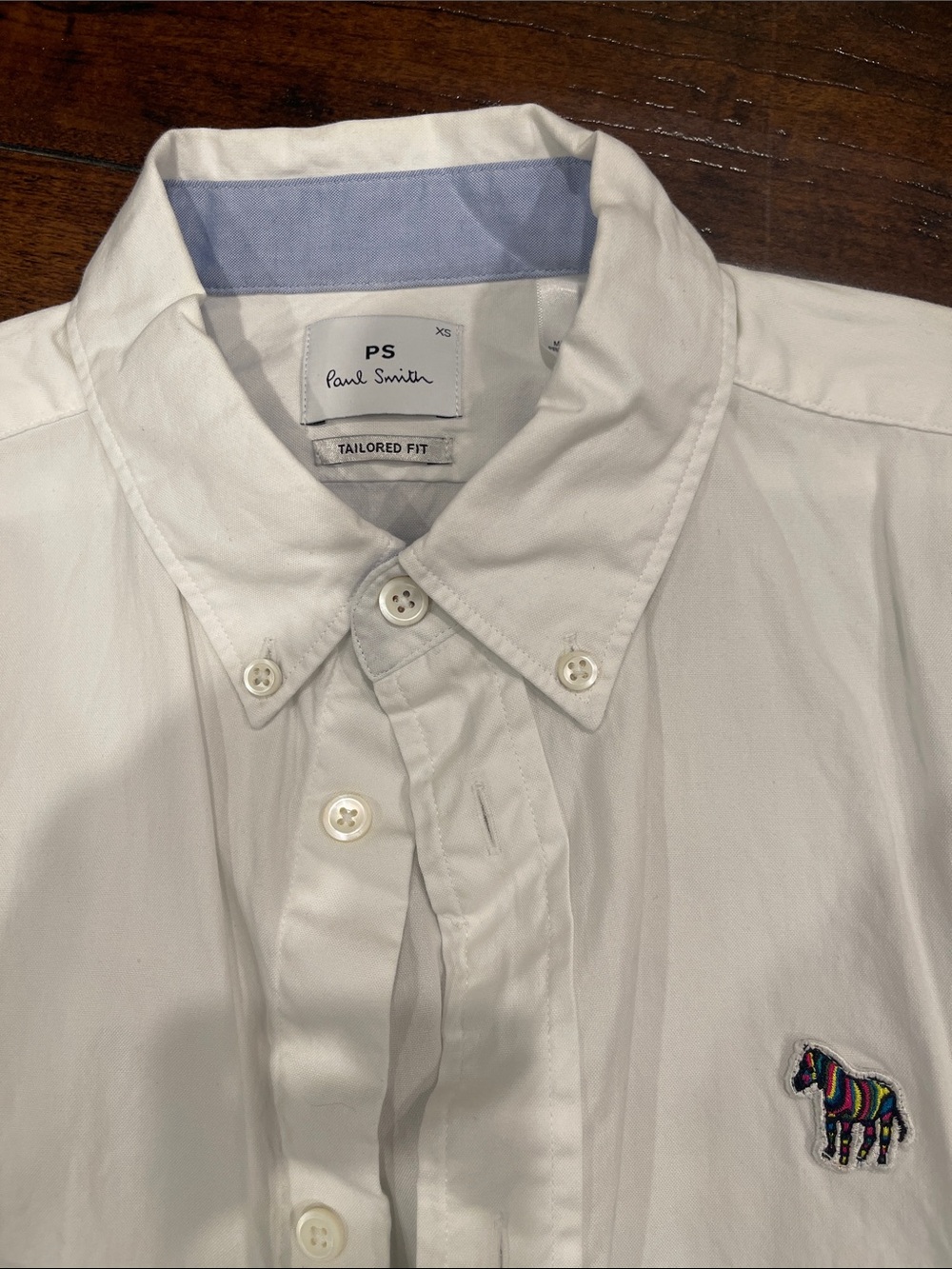 Paul Smith White Button-Down Shirt with Multicolor Zebra Detail